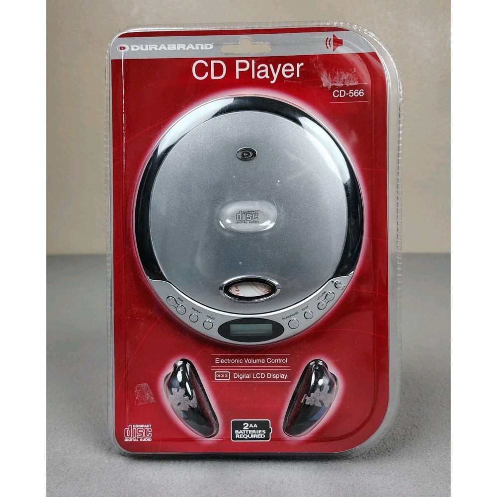 Durabrand CD-566 CD Player Silver Black LCD Stereo Headphones Repeat Walkman NEW